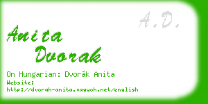 anita dvorak business card